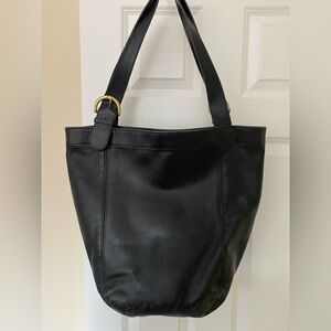Coach Black Leather Tote Bag with Gold Hardware